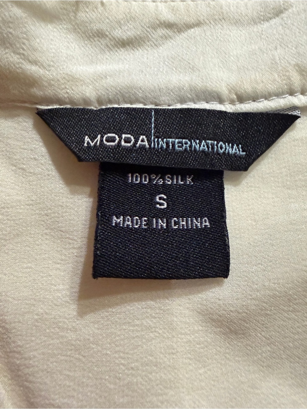 MODA International Button- Down Cream Silk Tunic Blouse